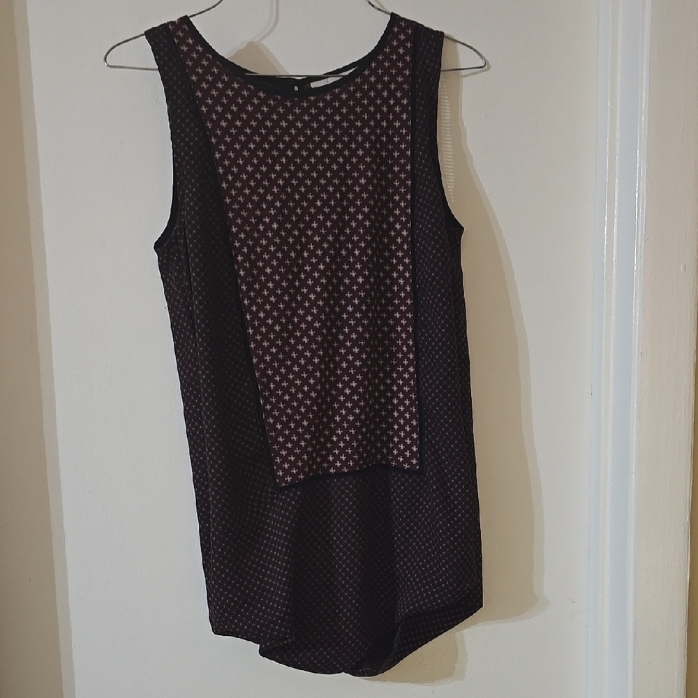 Loft‎ Ladies  Sleeveless Blouse - Black and Burgandy